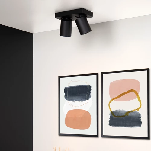 Lucide NIGEL - Plafondspot - LED Dim to warm - GU10 - 2x5W 2200K/3000K - Zwart - sfeer 1